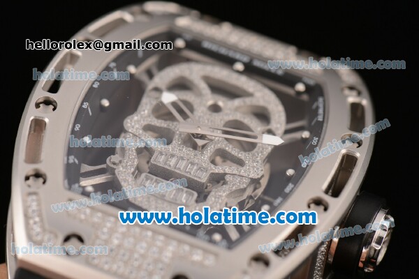 Richard Mille RM 52-01 Swiss ETA 2671 Automatic Steel/Diamond Case with Black Rubber Bracelet White Markers and Skeleton Dial - 1:1 Original - Click Image to Close